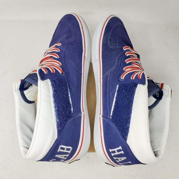 Vans Half Cab Pro Shoes Men 12 Blue Suede College Retro Skate Fat Tongue Sneaker - Picture 10 of 14